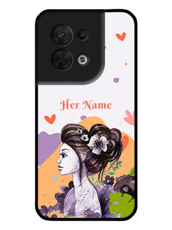 Custom Oppo Reno 8 5G Personalized Glass Phone Case - Woman And Nature Design