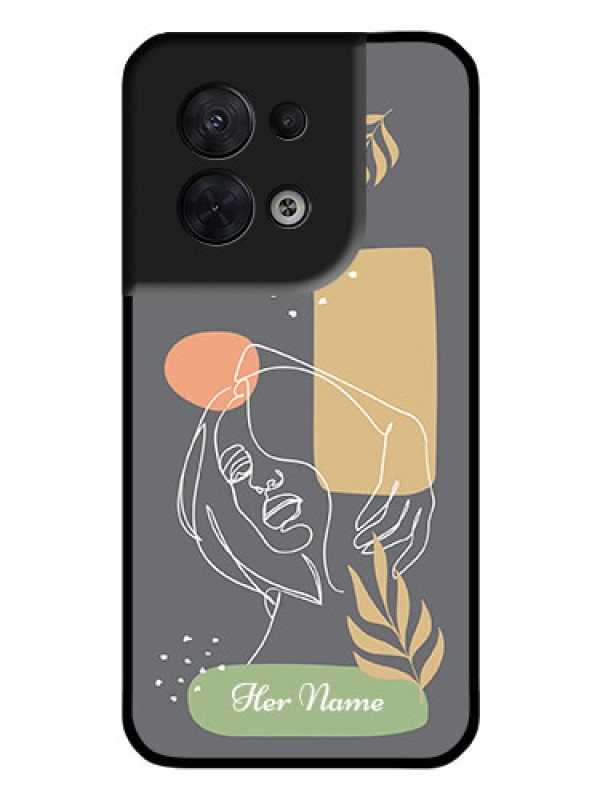 Custom Oppo Reno 8 5G Custom Glass Phone Case - Gazing Woman line art Design