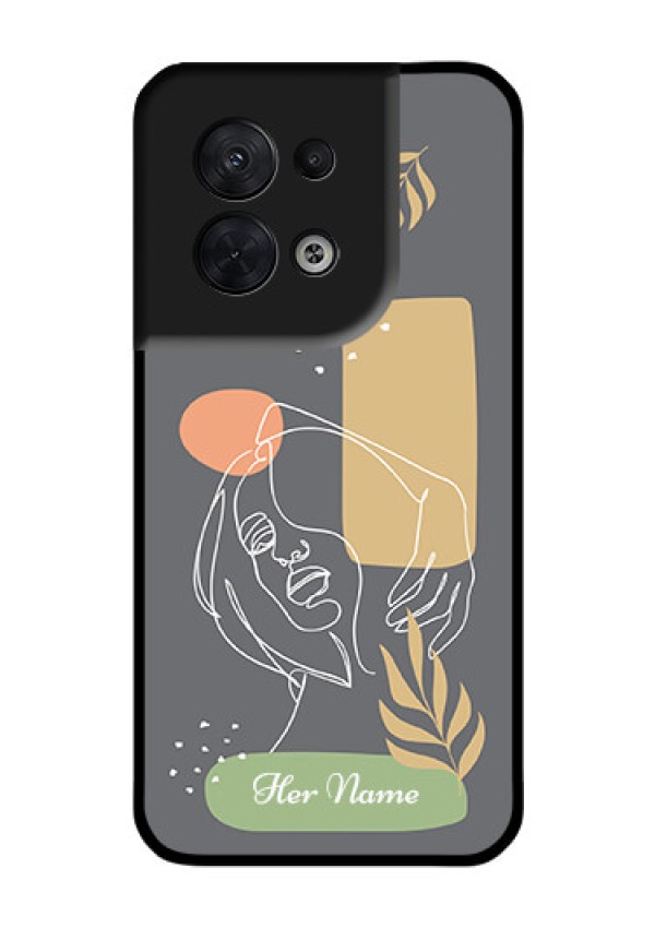 Oppo Reno 8 5G Custom Glass Phone Case - Gazing Woman line art Design