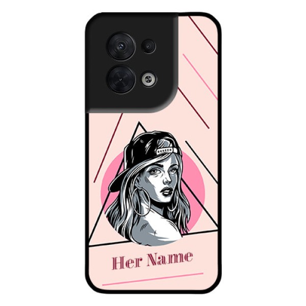 Oppo Reno 8 5G Personalized Glass Phone Case - Rockstar Girl Design
