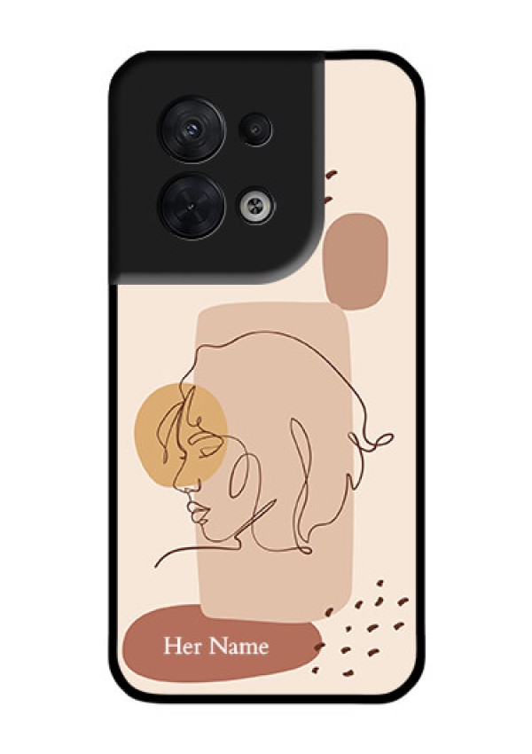 Oppo Reno 8 5G Photo Printing on Glass Case - Calm Woman line art Design
