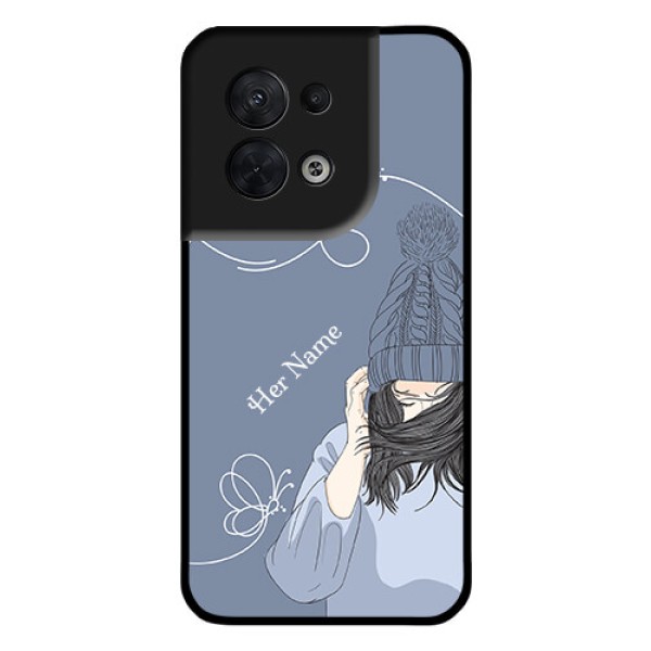 Oppo Reno 8 5G Custom Glass Mobile Case - Girl in winter outfit Design Oppo Reno 8 5G Custom Glass Mobile Case - Girl in winter outfit Design