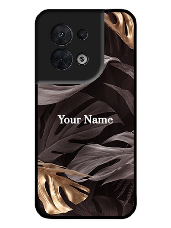 Custom Oppo Reno 8 5G Personalised Glass Phone Case - Wild Leaves digital paint Design