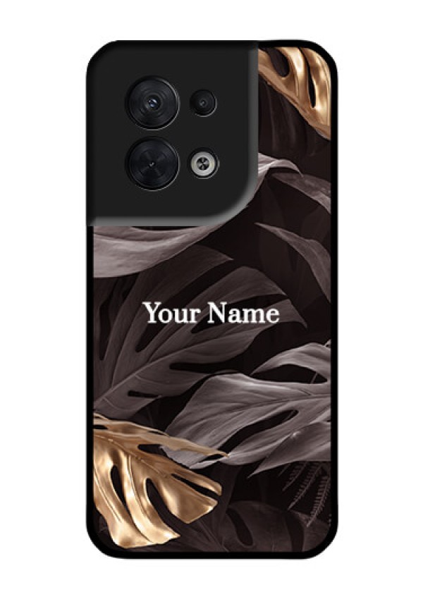 Oppo Reno 8 5G Personalised Glass Phone Case - Wild Leaves digital paint Design