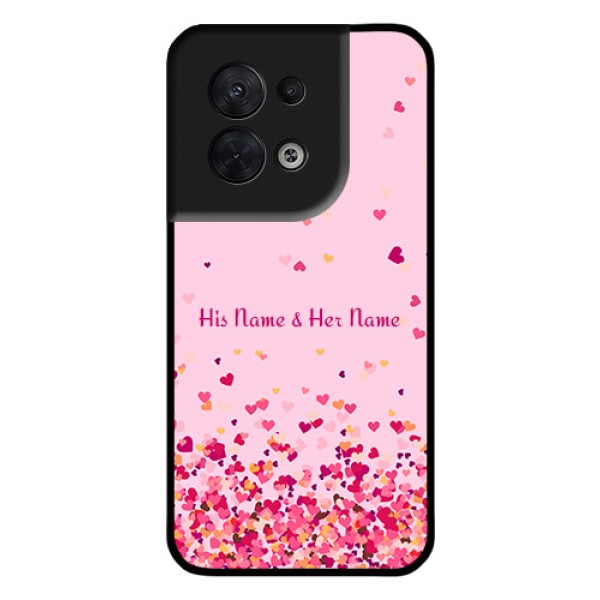 Oppo Reno 8 5G Photo Printing on Glass Case - Floating Hearts Design