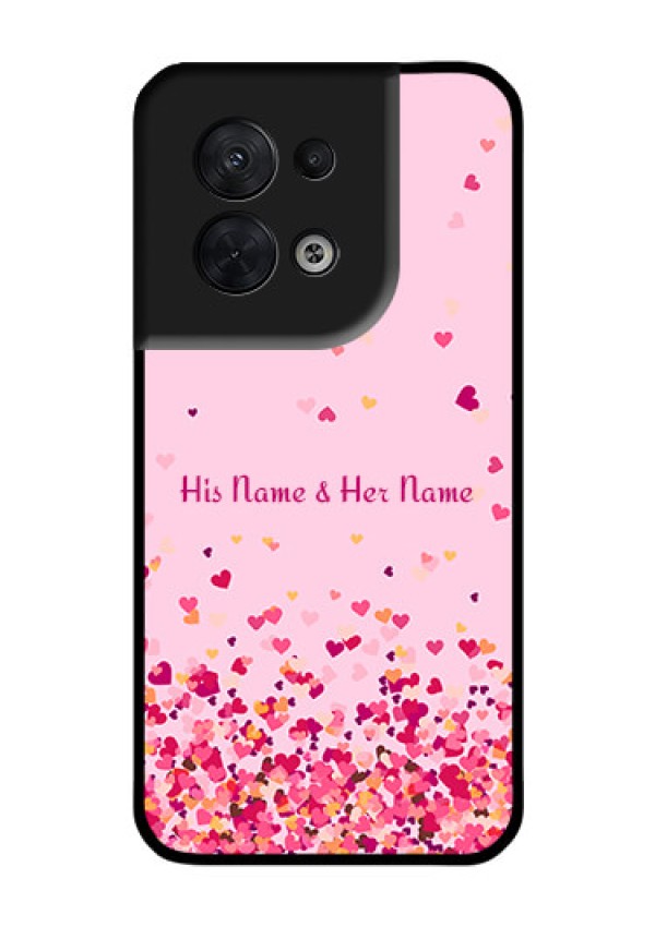 Oppo Reno 8 5G Photo Printing on Glass Case - Floating Hearts Design