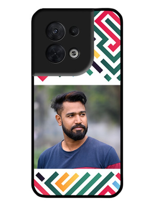 Custom Oppo Reno 8 5G Personalized Glass Phone Case - Colorful Maze Pattern Design
