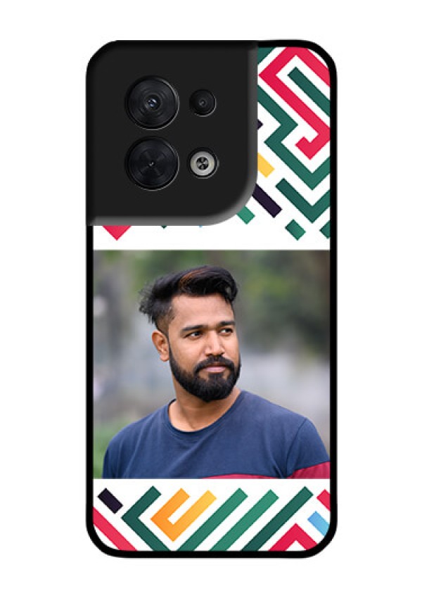 Oppo Reno 8 5G Personalized Glass Phone Case - Colorful Maze Pattern Design