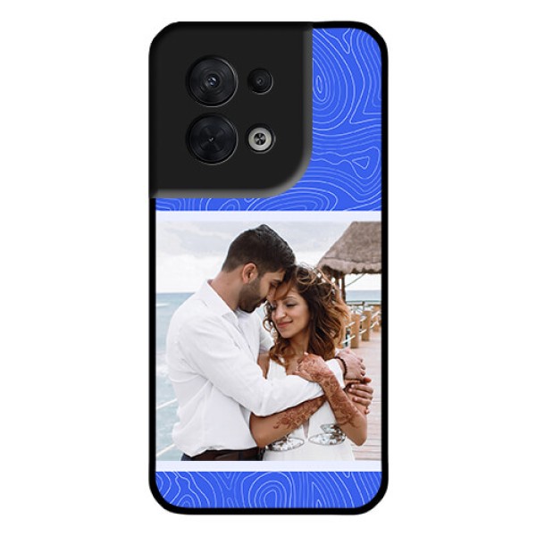 Oppo Reno 8 5G Custom Glass Mobile Case - Curved line art with blue and white Design Oppo Reno 8 5G Custom Glass Mobile Case - Curved line art with blue and white Design