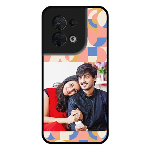 Oppo Reno 8 5G Photo Printing on Glass Case - Semi-circle Maze Pattern Design Oppo Reno 8 5G Photo Printing on Glass Case - Semi-circle Maze Pattern Design