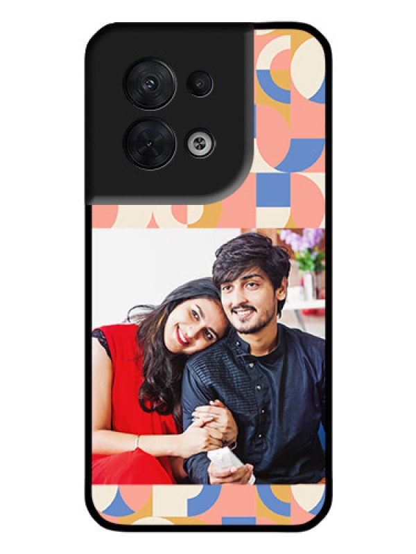 Custom Oppo Reno 8 5G Photo Printing on Glass Case - Semi-circle Maze Pattern Design