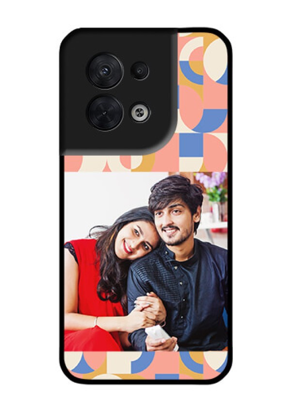 Oppo Reno 8 5G Photo Printing on Glass Case - Semi-circle Maze Pattern Design