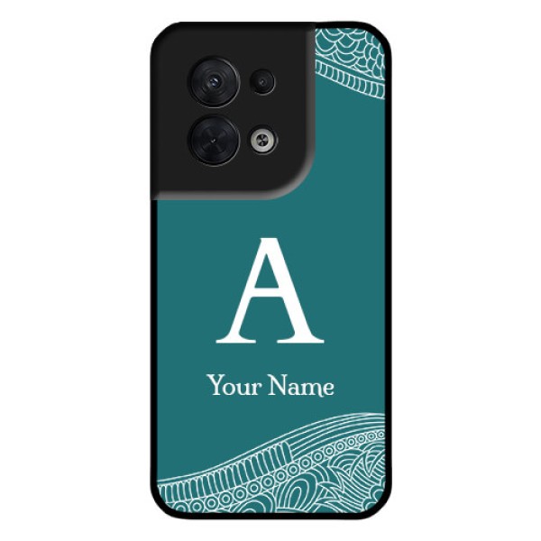 Oppo Reno 8 5G Personalized Glass Phone Case - line art pattern with custom name Design