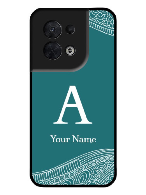 Custom Oppo Reno 8 5G Personalized Glass Phone Case - line art pattern with custom name Design