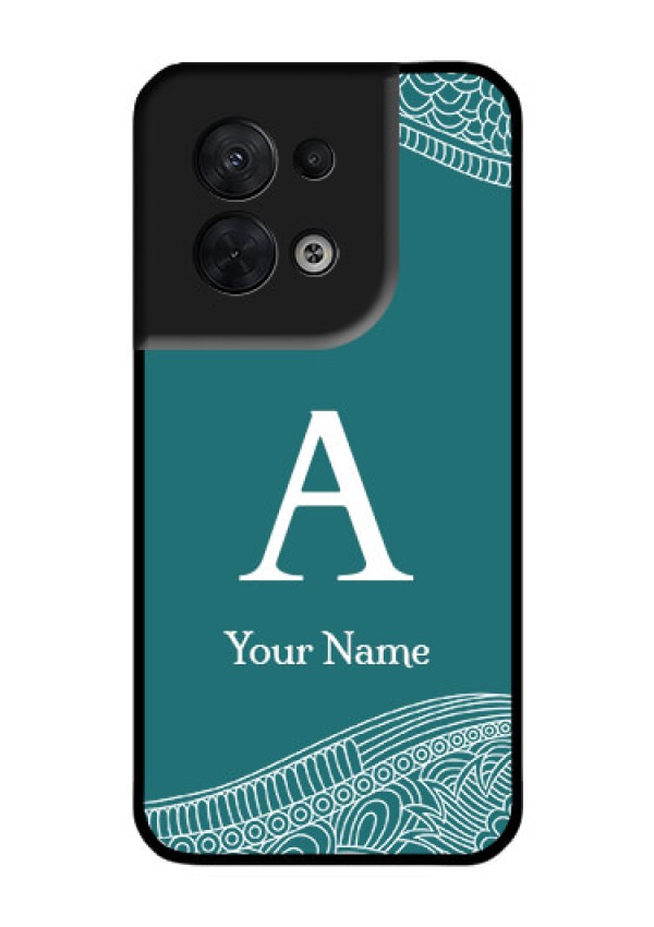 Oppo Reno 8 5G Personalized Glass Phone Case - line art pattern with custom name Design