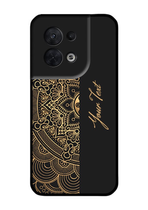 Oppo Reno 8 5G Photo Printing on Glass Case - Mandala art with custom text Design
