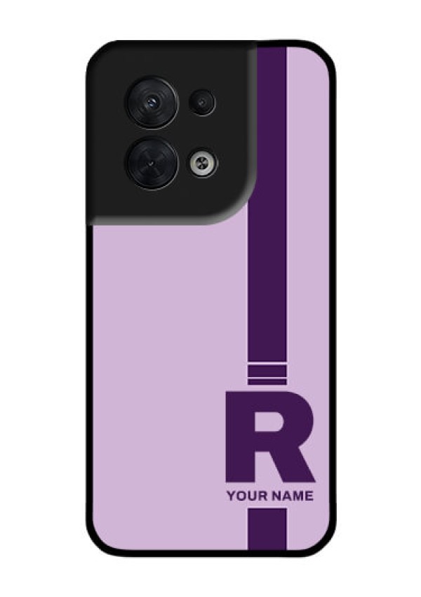 Oppo Reno 8 5G Photo Printing on Glass Case - Simple dual tone stripe with name Design