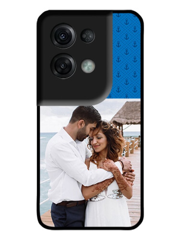 Custom Oppo Reno 8 Pro 5G Photo Printing on Glass Case - Blue Anchors Design