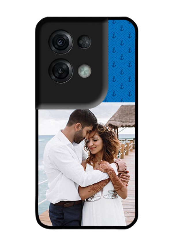 Oppo Reno 8 Pro 5G Photo Printing on Glass Case - Blue Anchors Design