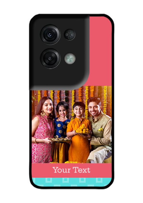 Oppo Reno 8 Pro 5G Personalized Glass Phone Case - Peach & Blue Color Design