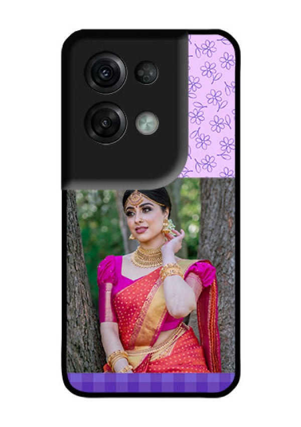 Oppo Reno 8 Pro 5G Custom Glass Phone Case - Purple Floral Design