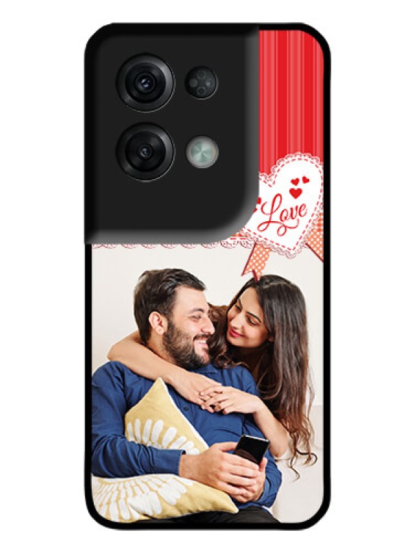 Custom Oppo Reno 8 Pro 5G Custom Glass Mobile Case - Red Love Pattern Design