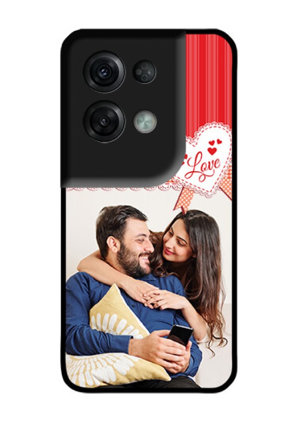 Oppo Reno 8 Pro 5G Custom Glass Mobile Case - Red Love Pattern Design