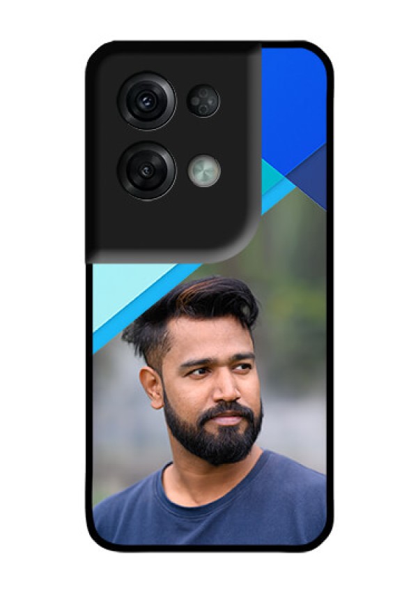 Oppo Reno 8 Pro 5G Custom Glass Phone Case - Blue Pattern Design