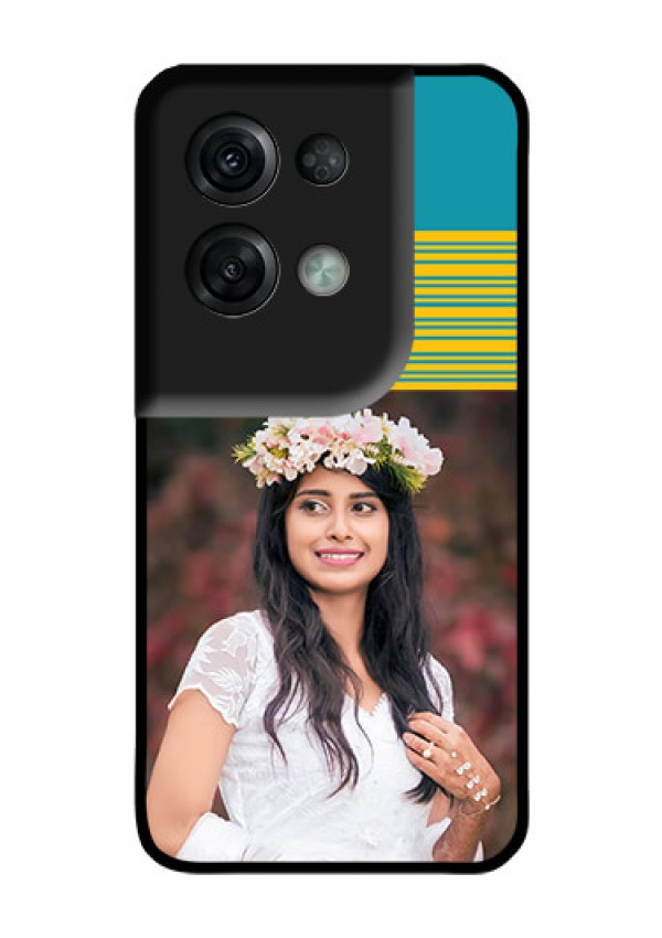 Oppo Reno 8 Pro 5G Custom Glass Phone Case - Yellow & Blue Design