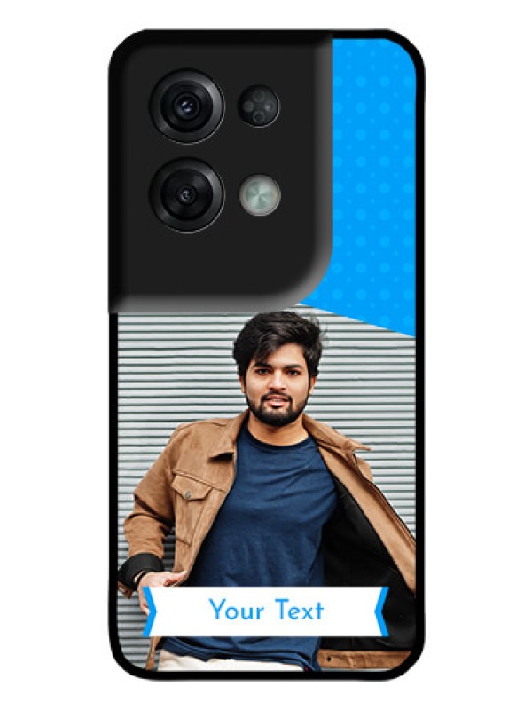 Custom Oppo Reno 8 Pro 5G Photo Printing on Glass Case - Simple Blue Color Design