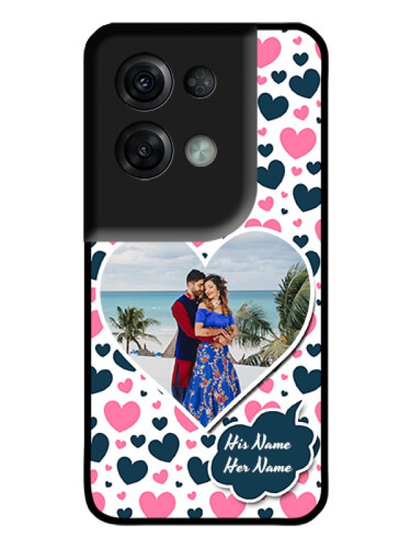 Custom Oppo Reno 8 Pro 5G Custom Glass Phone Case - Pink & Blue Heart Design