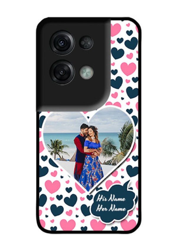 Oppo Reno 8 Pro 5G Custom Glass Phone Case - Pink & Blue Heart Design