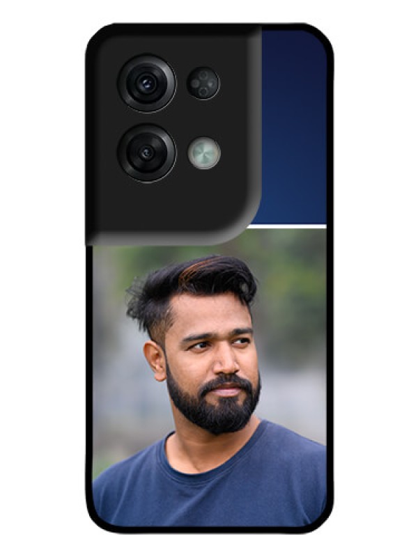 Custom Oppo Reno 8 Pro 5G Personalized Glass Phone Case - Simple Royal Blue Design