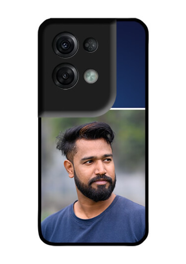 Oppo Reno 8 Pro 5G Personalized Glass Phone Case - Simple Royal Blue Design
