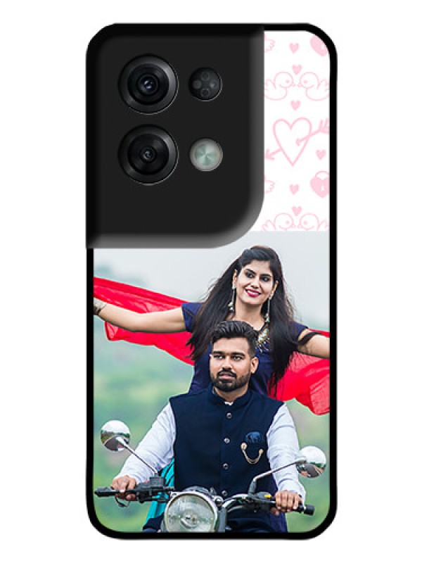 Custom Oppo Reno 8 Pro 5G Custom Glass Mobile Case - Pink Flying Heart Design