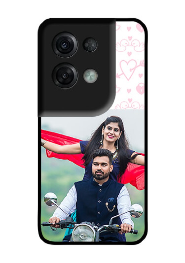 Oppo Reno 8 Pro 5G Custom Glass Mobile Case - Pink Flying Heart Design