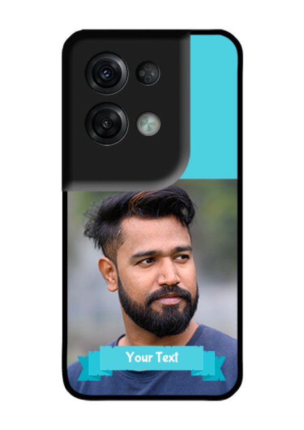 Oppo Reno 8 Pro 5G Personalized Glass Phone Case - Simple Blue Color Design