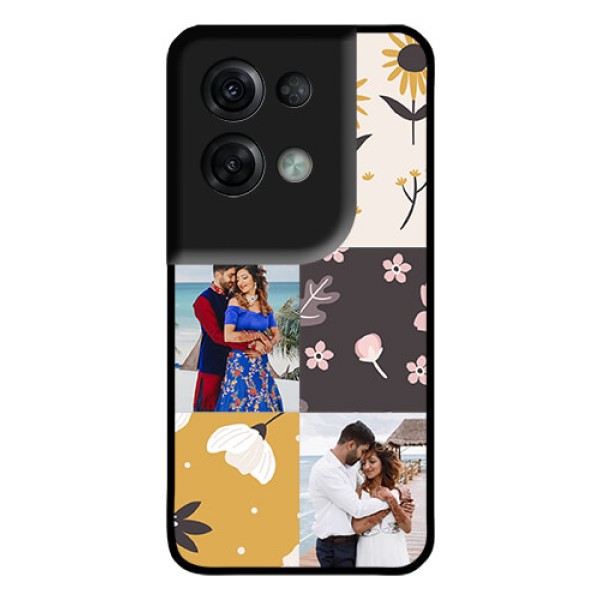 Oppo Reno 8 Pro 5G Photo Printing on Glass Case - 3 Images with Floral Design Oppo Reno 8 Pro 5G Photo Printing on Glass Case - 3 Images with Floral Design