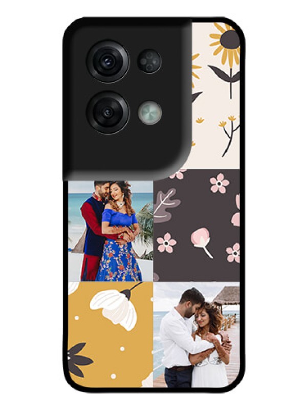 Custom Oppo Reno 8 Pro 5G Photo Printing on Glass Case - 3 Images with Floral Design