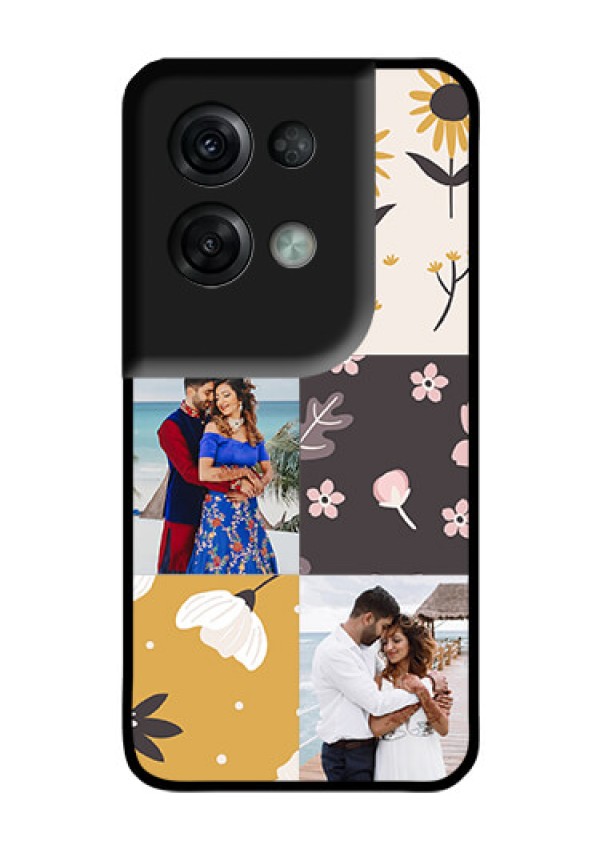 Oppo Reno 8 Pro 5G Photo Printing on Glass Case - 3 Images with Floral Design