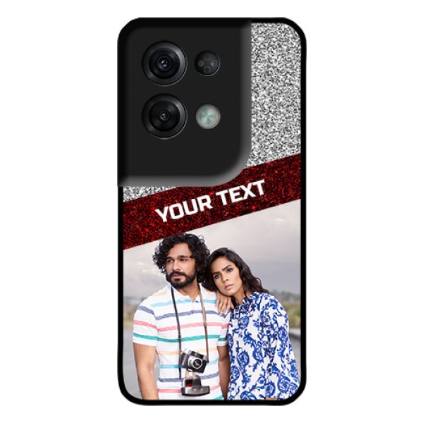 Oppo Reno 8 Pro 5G Personalized Glass Phone Case - Image Holder with Glitter Strip Design Oppo Reno 8 Pro 5G Personalized Glass Phone Case - Image Holder with Glitter Strip Design