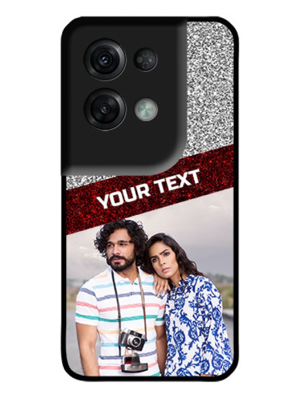 Custom Oppo Reno 8 Pro 5G Personalized Glass Phone Case - Image Holder with Glitter Strip Design