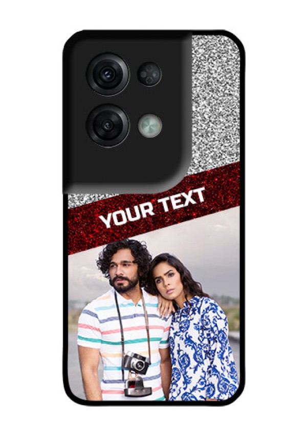 Oppo Reno 8 Pro 5G Personalized Glass Phone Case - Image Holder with Glitter Strip Design