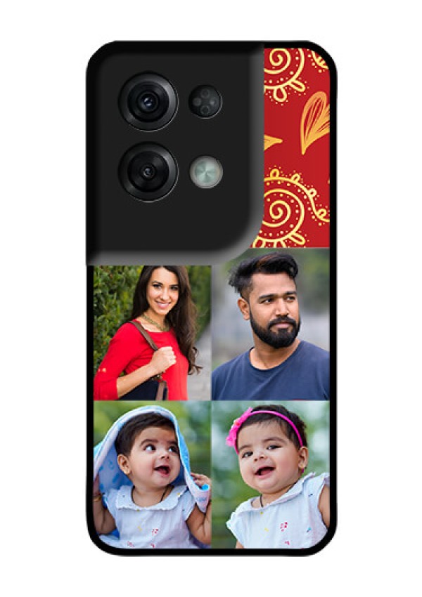 Oppo Reno 8 Pro 5G Photo Printing on Glass Case - 4 Image Traditional Design