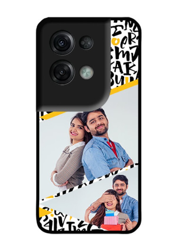 Oppo Reno 8 Pro 5G Custom Glass Mobile Case - Letters Pattern Design