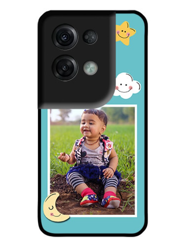 Custom Oppo Reno 8 Pro 5G Personalized Glass Phone Case - Smiley Kids Stars Design