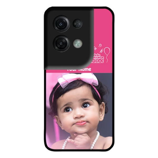 Oppo Reno 8 Pro 5G Photo Printing on Glass Case - with Birthday Line Art Design Oppo Reno 8 Pro 5G Photo Printing on Glass Case - with Birthday Line Art Design