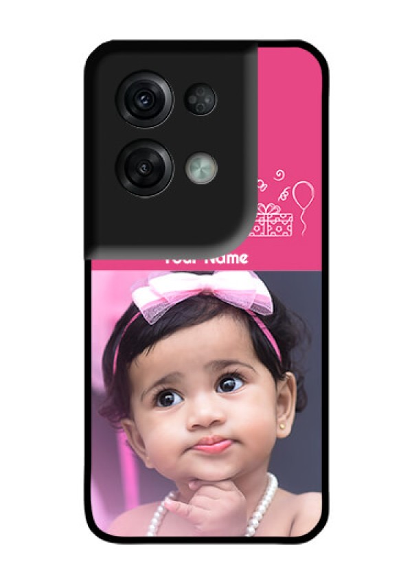 Oppo Reno 8 Pro 5G Photo Printing on Glass Case - with Birthday Line Art Design