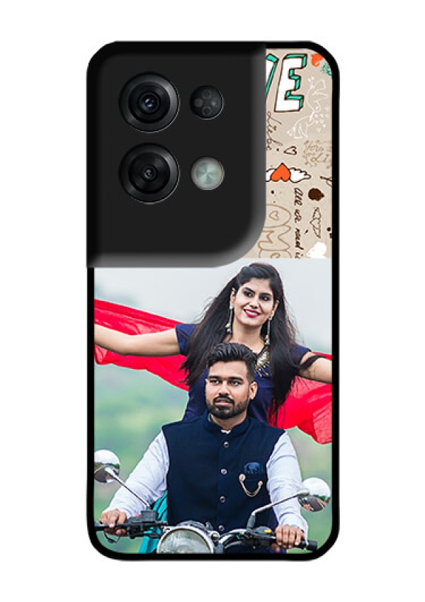 Oppo Reno 8 Pro 5G Custom Glass Phone Case - Love Doodle Pattern