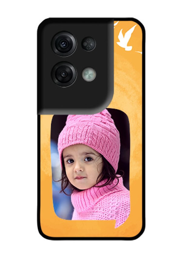 Oppo Reno 8 Pro 5G Personalized Glass Phone Case - Water Color Design with Bird Icons